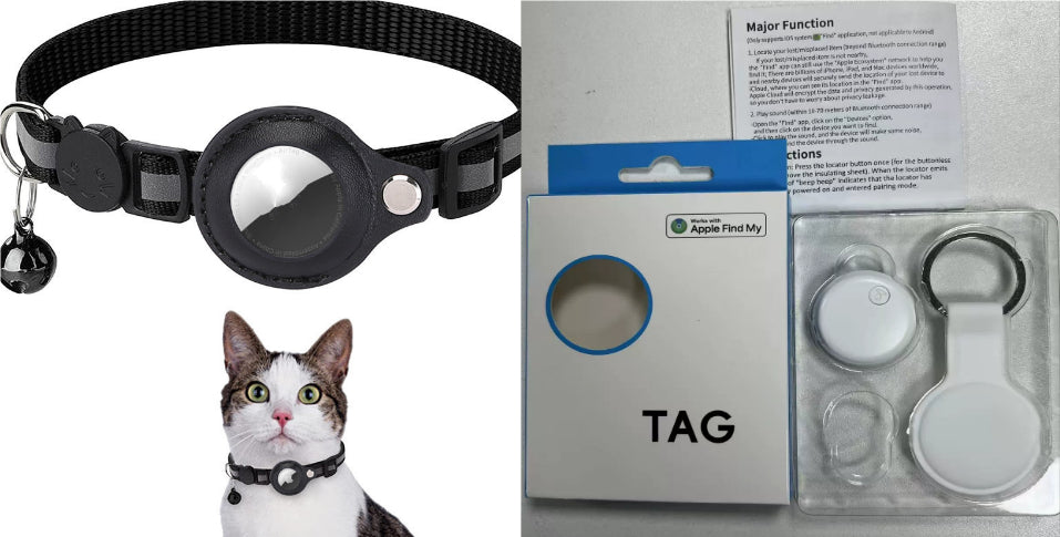 Secure-Fit Reflective AirTag Pet Collar – Waterproof Tracking Holder for Cats & Dogs