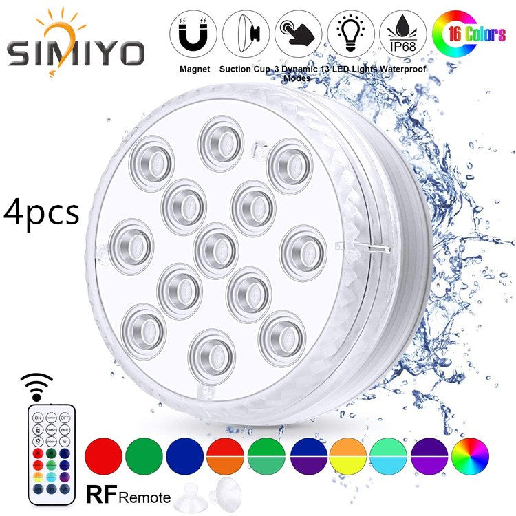 Aqua-Glow Submersible LED Lights – Waterproof Multi-Color Underwater Lamps with Remote Control